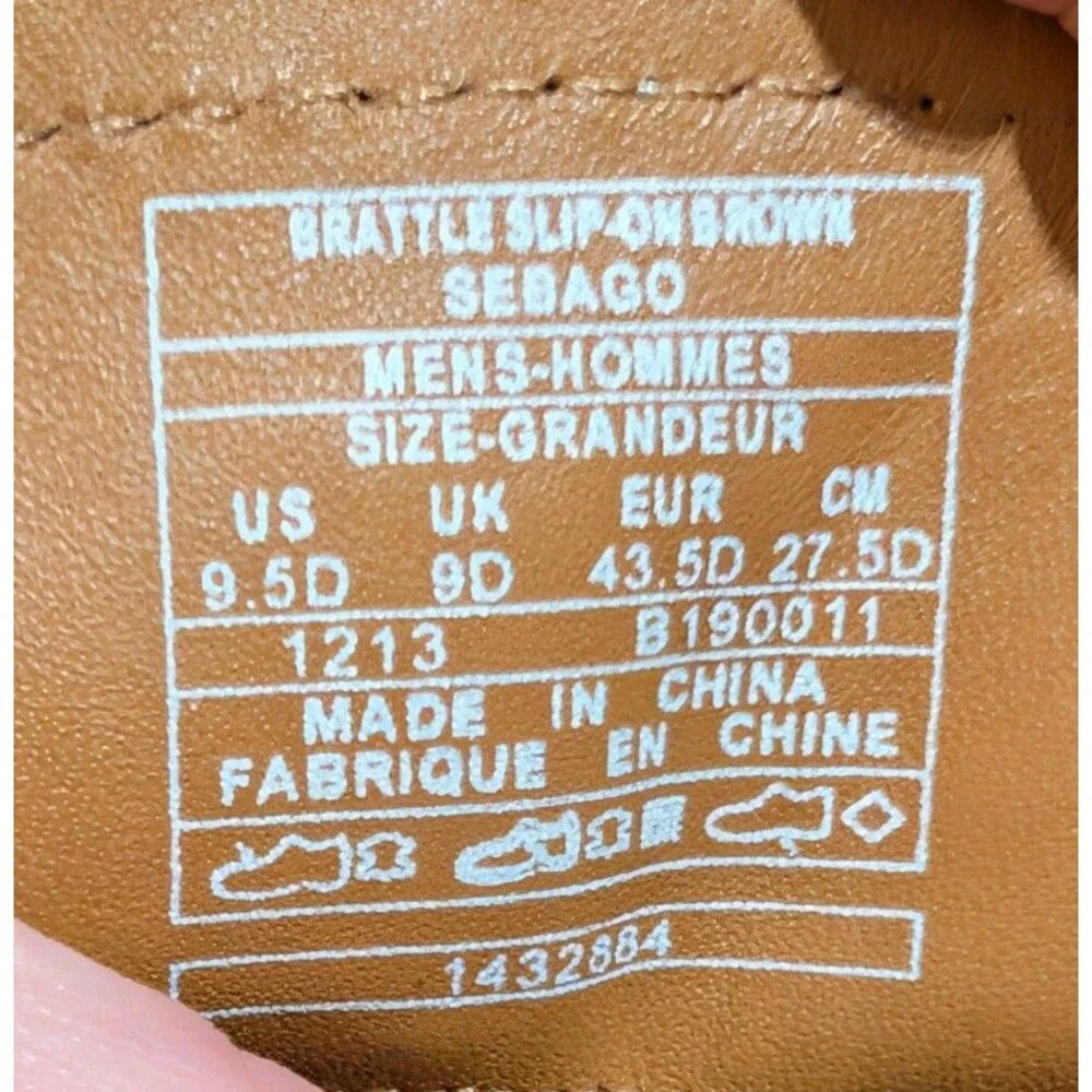 Sebago Brattle Slip On Brown Leather Wingtip Brogue Loafers Men's 9.5D B190011